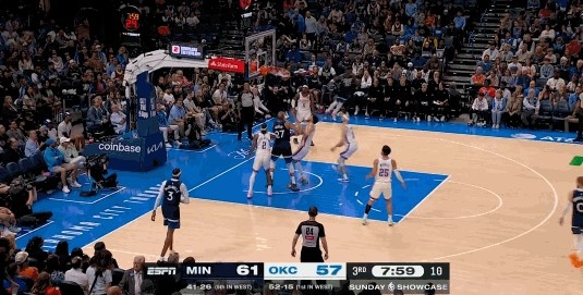 无所不能！兰德尔封盖SGA&amp;进攻端予取予求两节半已经砍下26+5+5